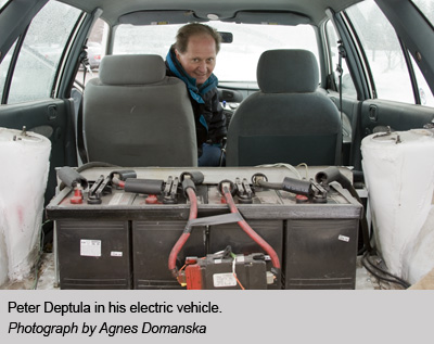 Peter Deptula in his electric vehicle